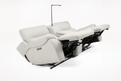 Imperial 2 Power Console Loveseat In Blanca Light Gray Leather