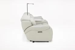 Imperial 2 Power Console Loveseat In Blanca Light Gray Leather