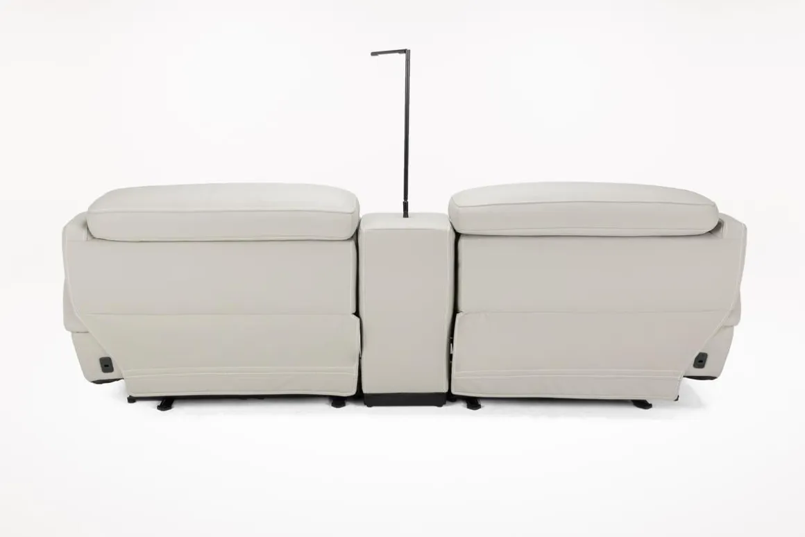 Imperial 2 Power Console Loveseat In Blanca Light Gray Leather