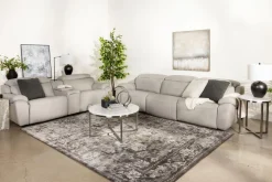 Imperial 2 Power Console Loveseat In Blanca Light Gray Leather