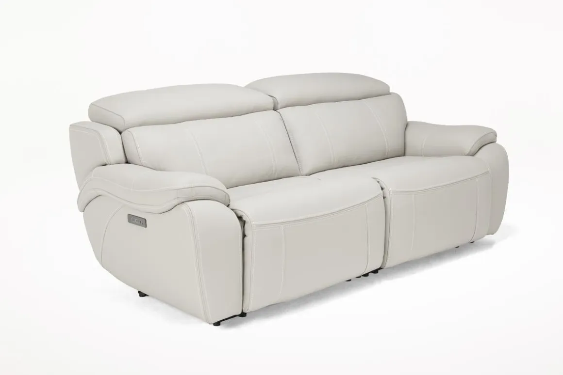 Imperial 2 Power Loveseat In Blanca Light Gray Leather