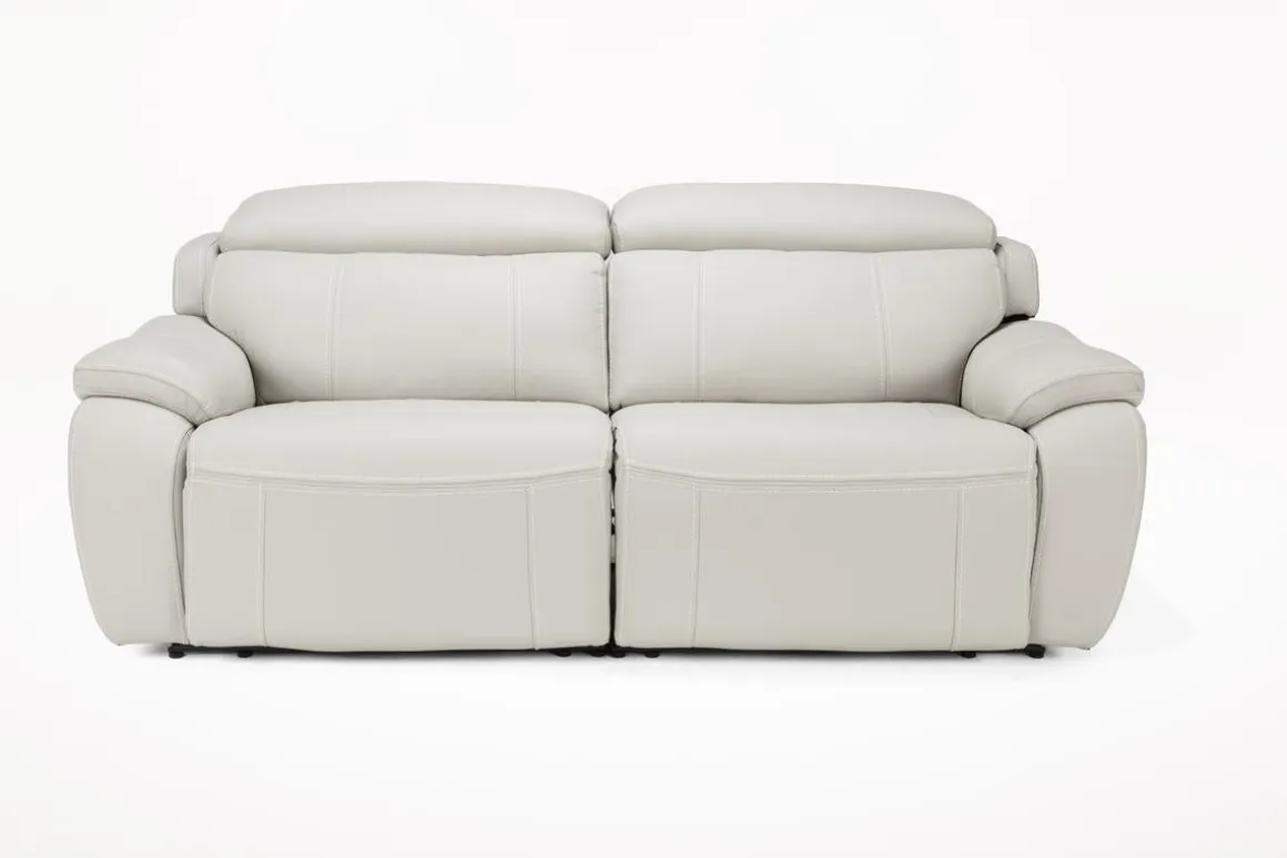 Imperial 2 Power Loveseat In Blanca Light Gray Leather