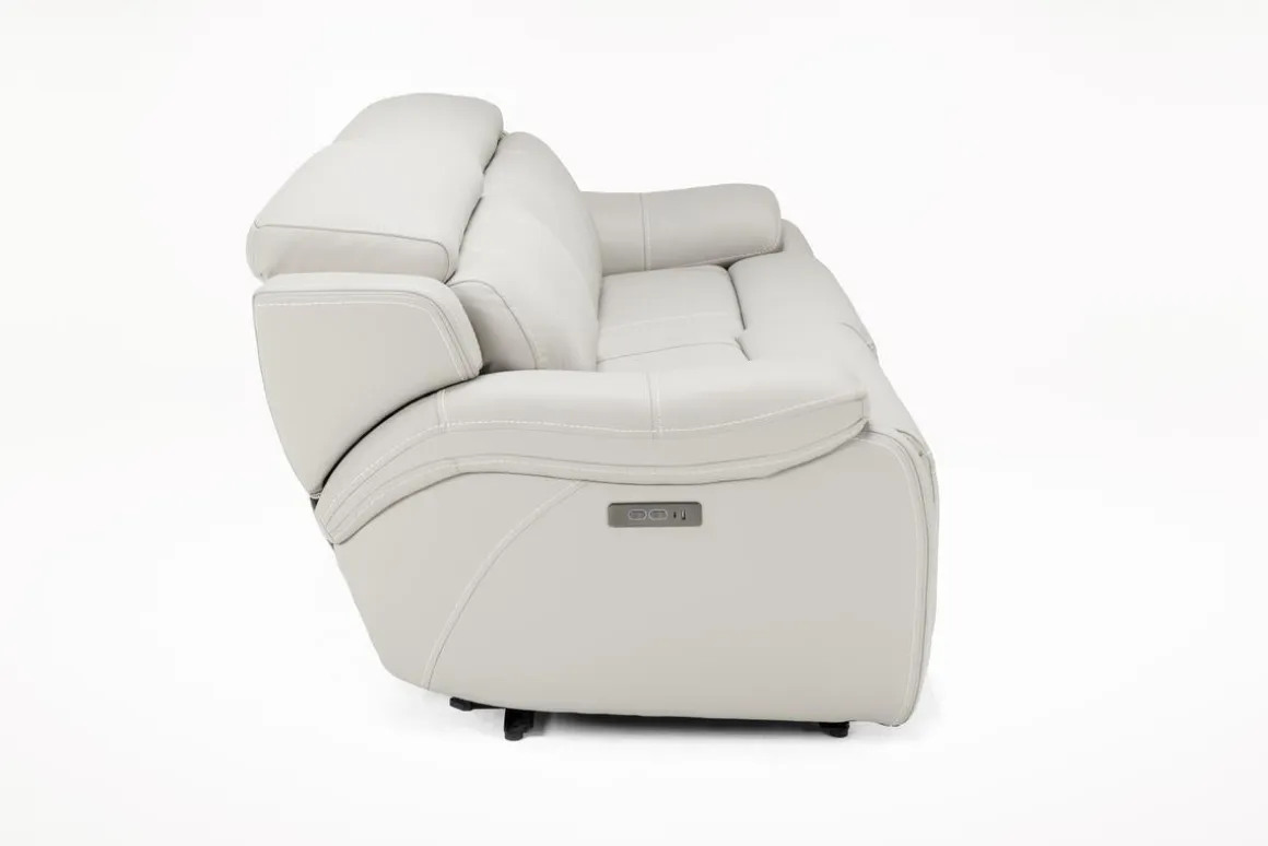 Imperial 2 Power Loveseat In Blanca Light Gray Leather