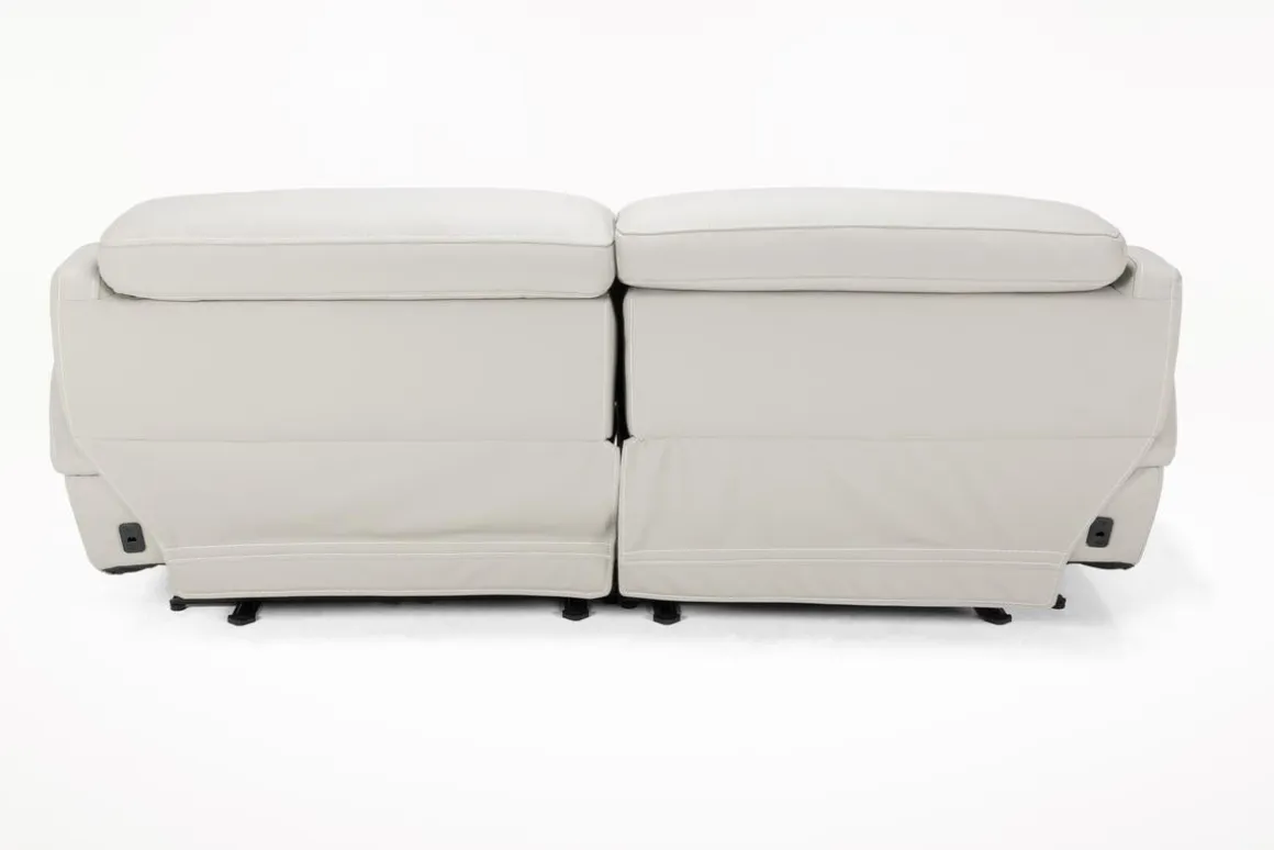 Imperial 2 Power Loveseat In Blanca Light Gray Leather