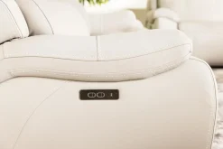 Imperial 2 Power Loveseat In Blanca Light Gray Leather