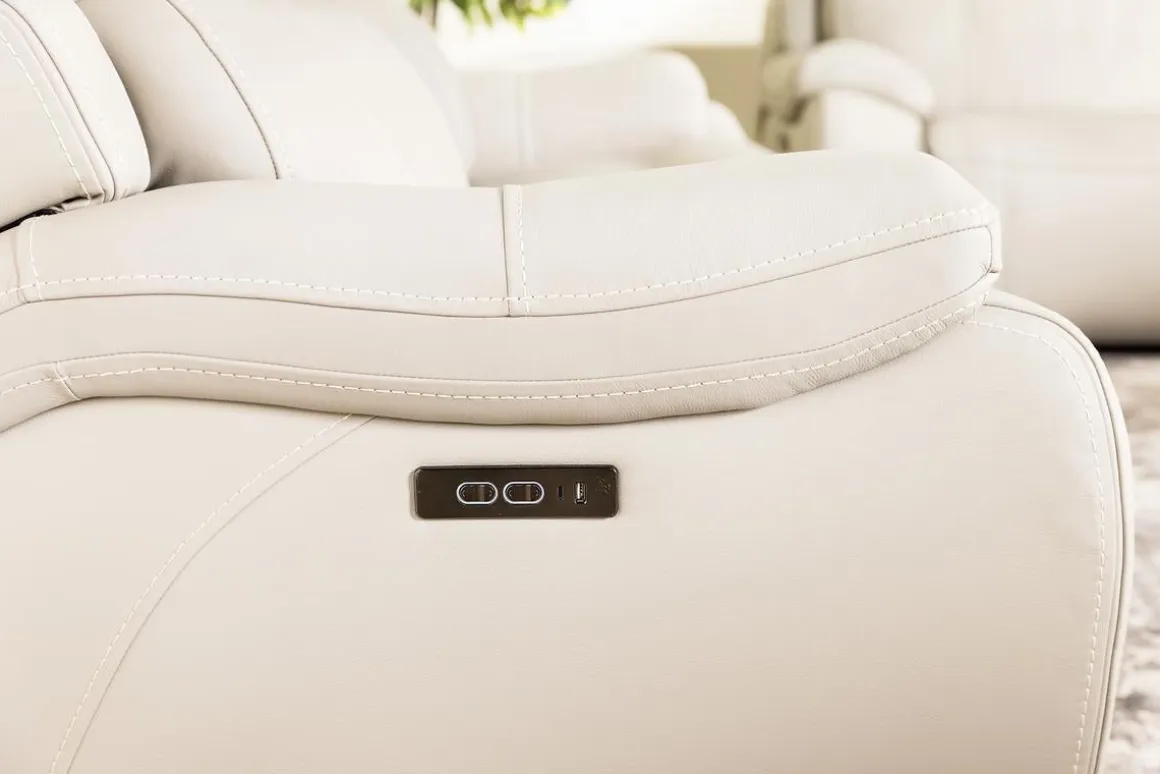 Imperial 2 Power Loveseat In Blanca Light Gray Leather