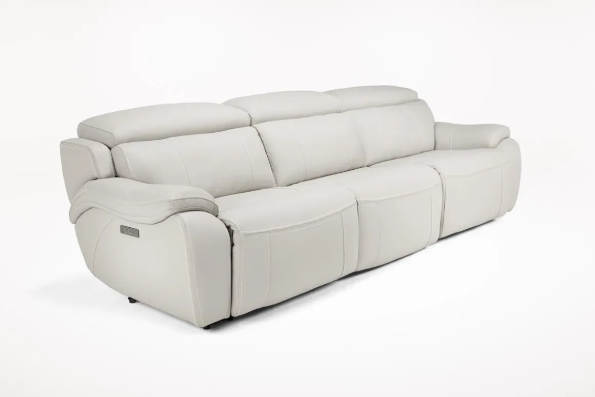 Imperial 2 Power Sofa In Blanca Light Gray Leather