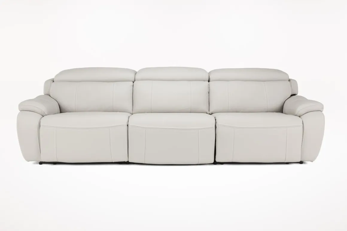 Imperial 2 Power Sofa In Blanca Light Gray Leather