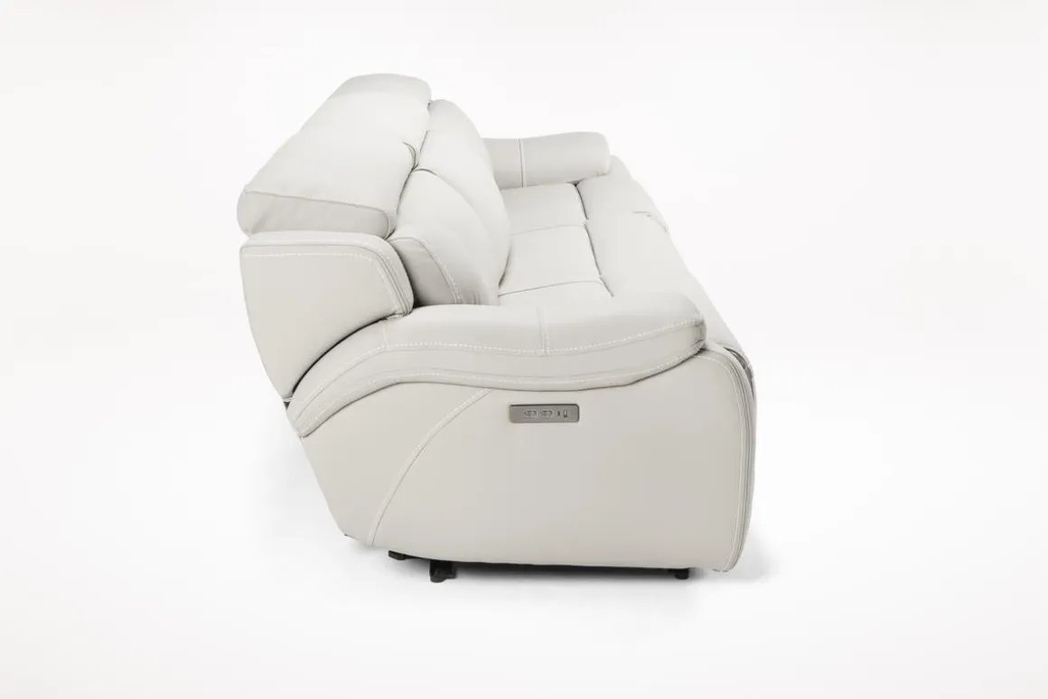 Imperial 2 Power Sofa In Blanca Light Gray Leather