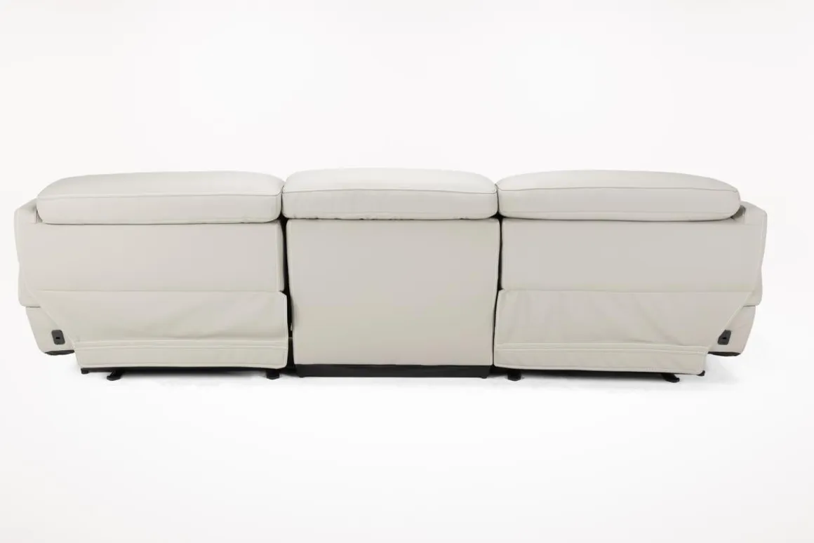 Imperial 2 Power Sofa In Blanca Light Gray Leather