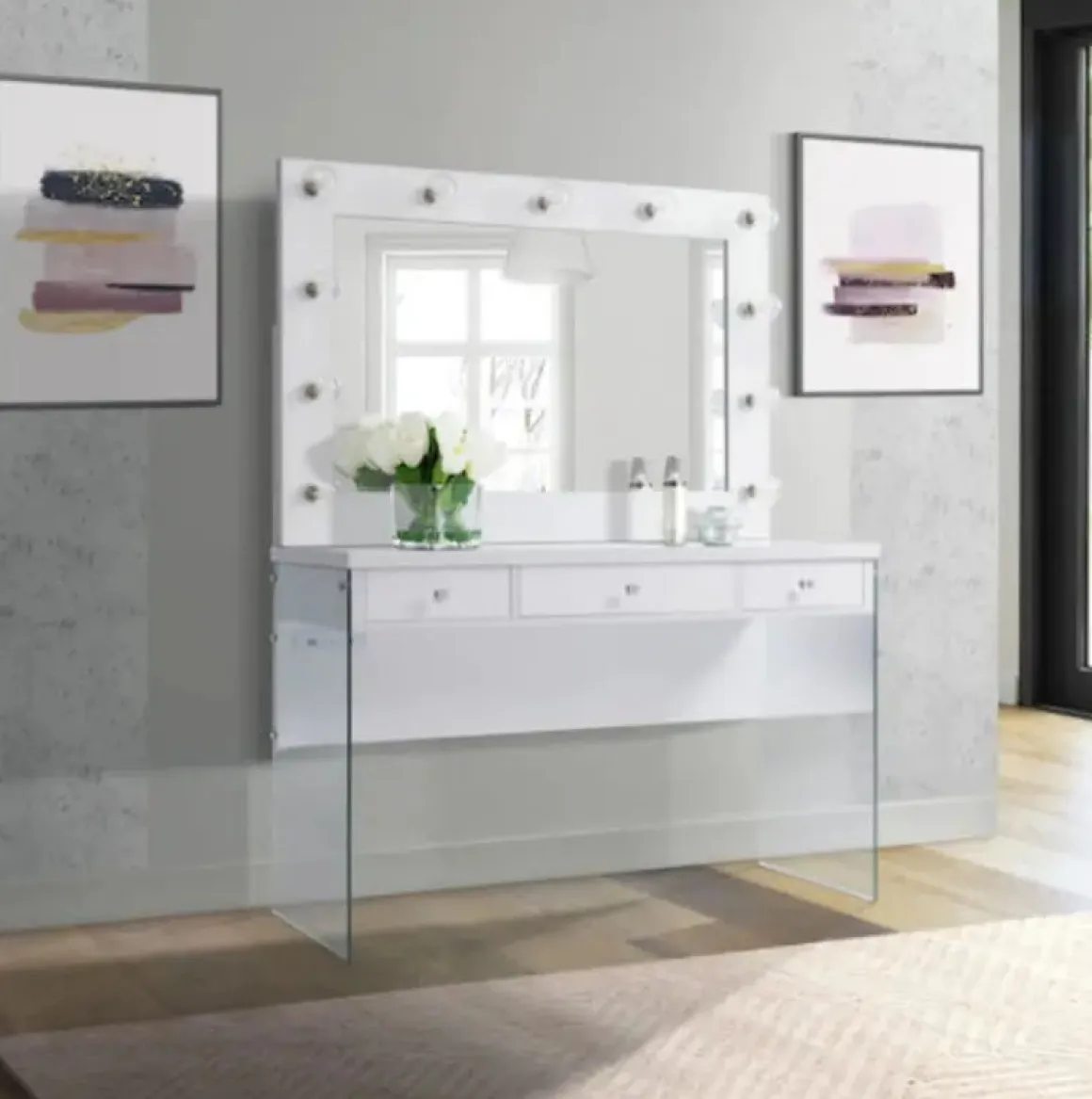 Jacey Vanity & Mirror In White