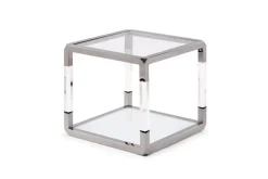 Jasper End Table In Glass/Stainless Steel