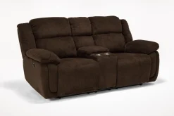 Jayne Power Console Loveseat In Brown