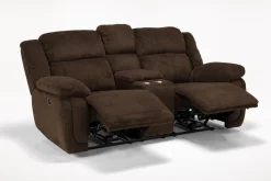 Jayne Power Console Loveseat In Brown