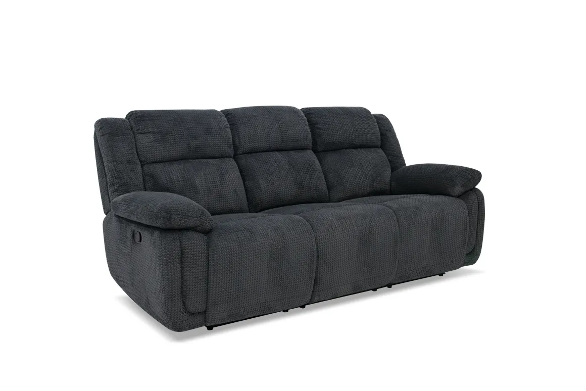 Jayne Reclining Sofa W/ Drop Down Table In Charcoal