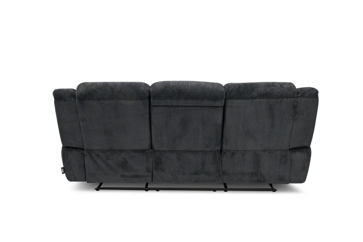 Jayne Reclining Sofa W/ Drop Down Table In Charcoal