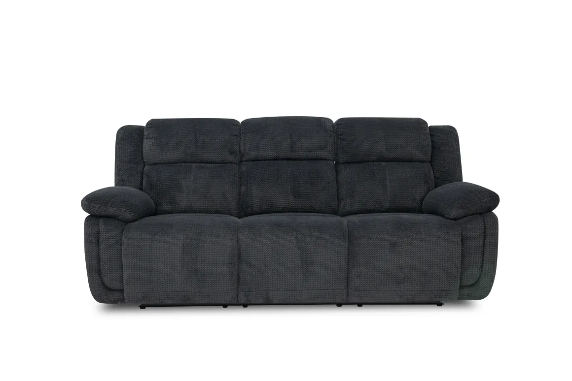 Jayne Reclining Sofa W/ Drop Down Table In Charcoal