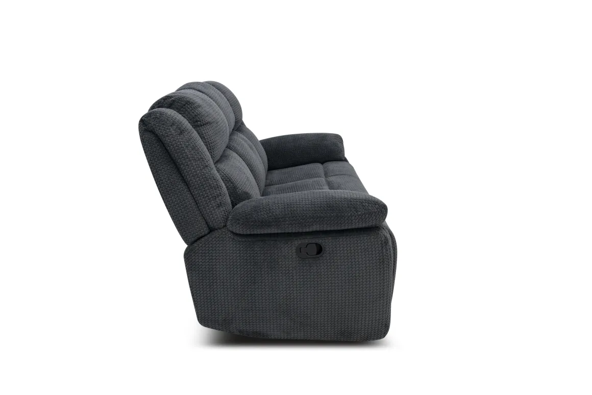 Jayne Reclining Sofa W/ Drop Down Table In Charcoal