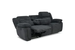 Jayne Reclining Sofa W/ Drop Down Table & Console Loveseat In Charcoal