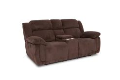 Jayne Reclining Sofa W/ Drop Down Table & Console Loveseat In Charcoal