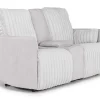 Jessica 2 Power Console Loveseat In Presley Fog/Charlotte Mist