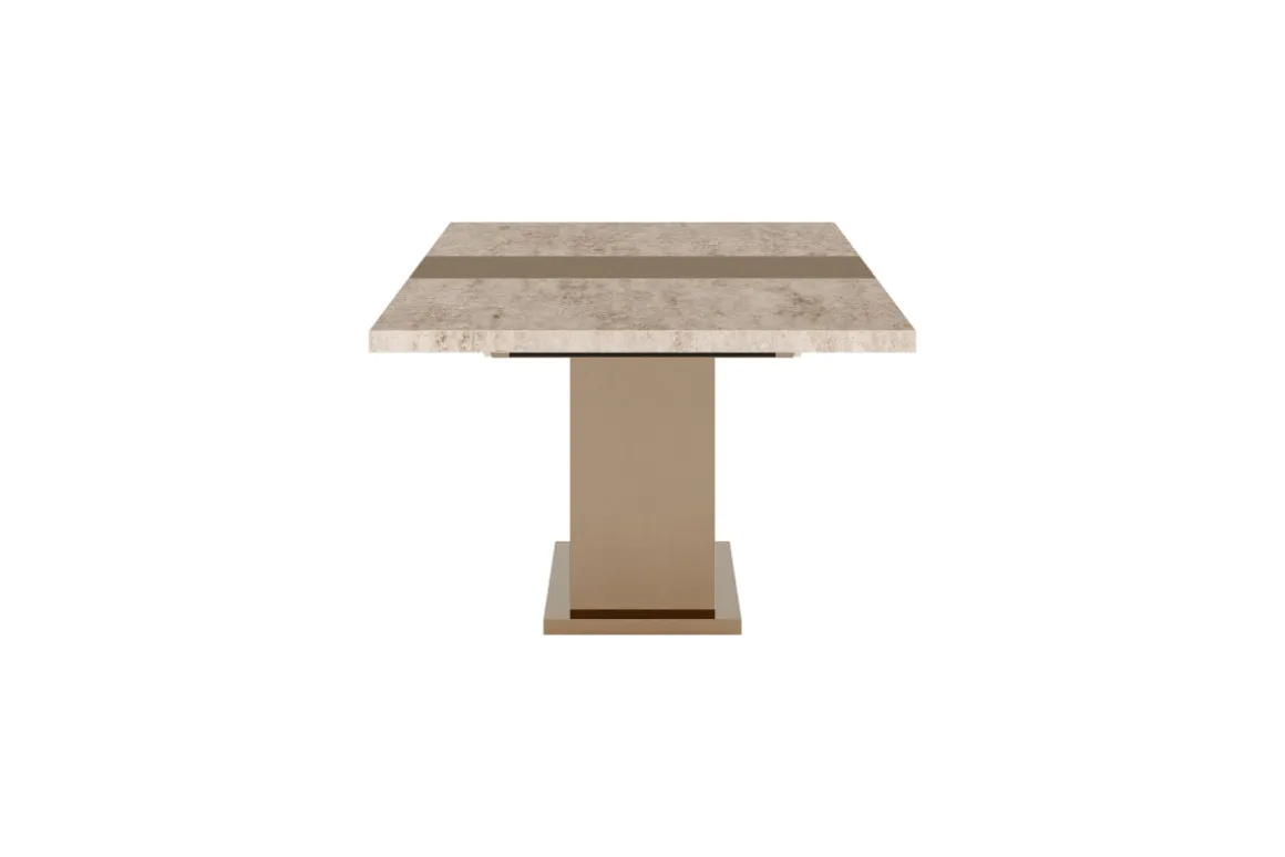 Jo 83" Dining Table In Gold/Travertino Eco Stone