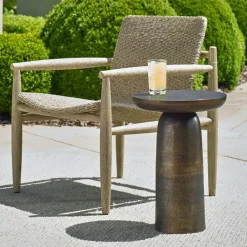 Joppa Outdoor Round Accent Table In Bronze