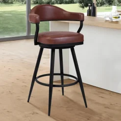 Justin Counter Height Stool In Vintage Coffee Brown, 26 Inch
