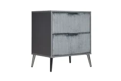 Kailani Upholstered Panel Bed, Dresser, Mirror & Nightstand In Black, Queen