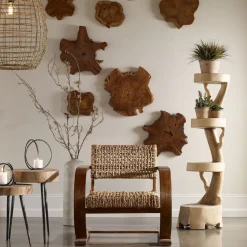 Kalani Wood Wall Art In Bleached Brown, Set Of 3