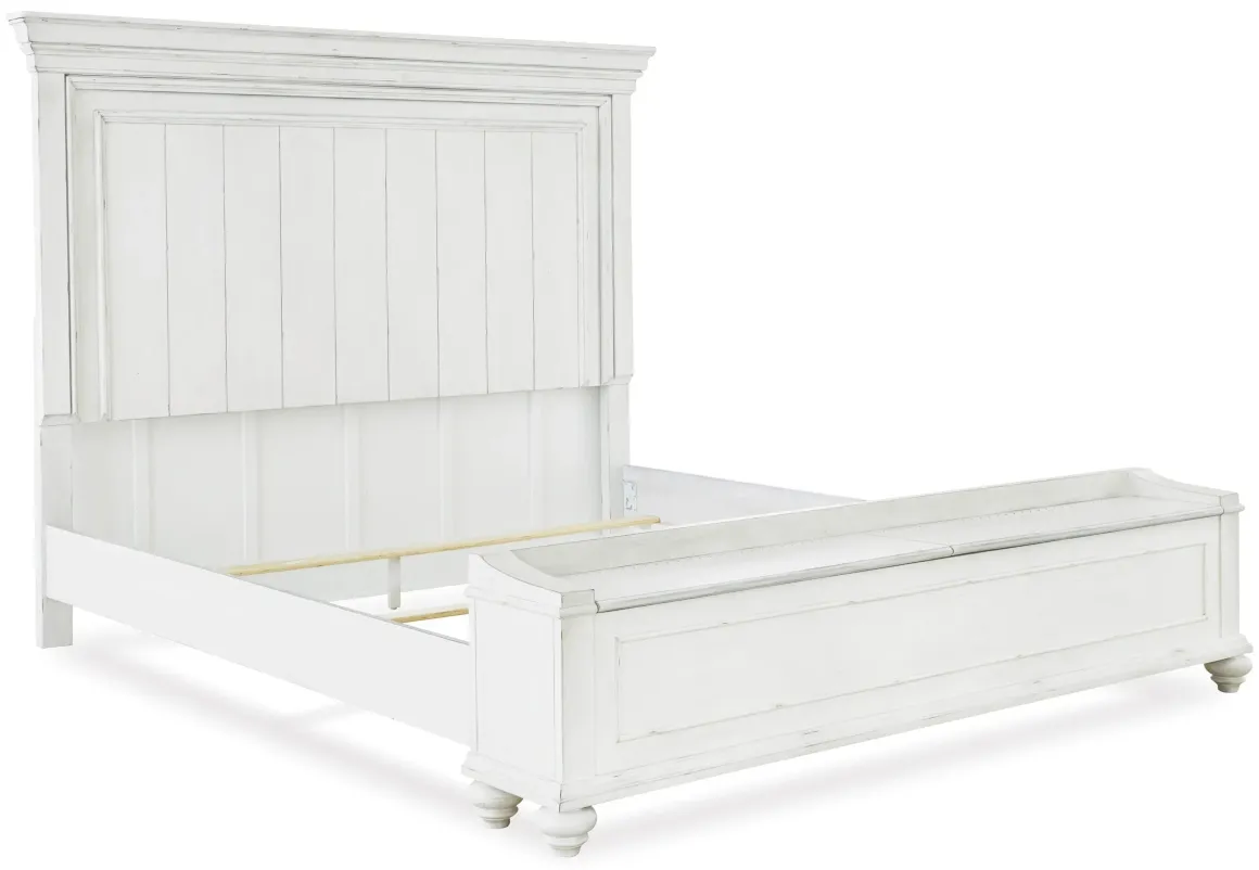 Kanwyn Panel Bed W/ Storage In White Wash, Queen