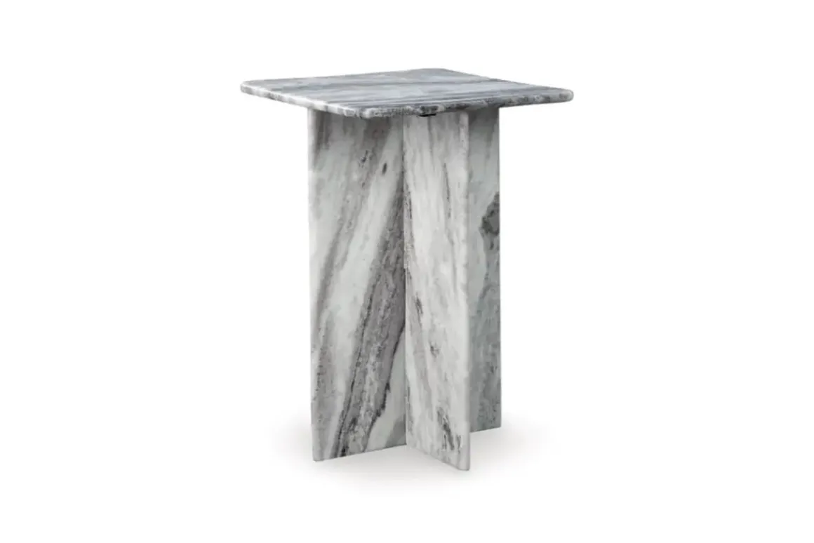Keithwell Round Accent Table In Gray & White