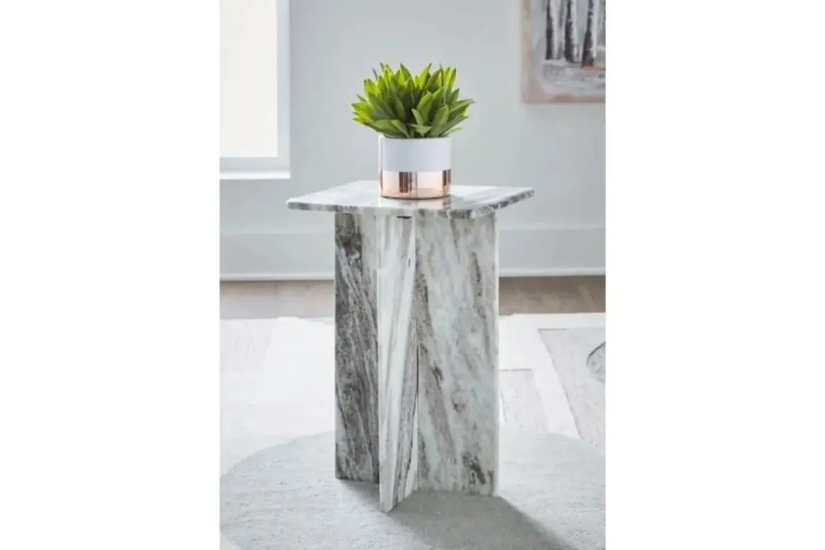 Keithwell Round Accent Table In Gray & White