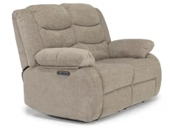 Kelsey Power Loveseat In Light Brown