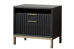 Kentfield 2 Drawer Nightstand In Black Drifted Oak
