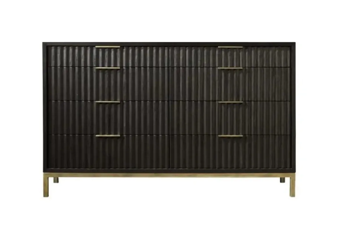 Kentfield Platform Bed, Dresser, Mirror & Nightstand In Black Drifted Oak, Full