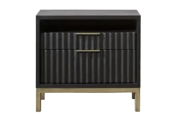 Kentfield Platform Bed, Dresser, Mirror & Nightstand In Black Drifted Oak, Full