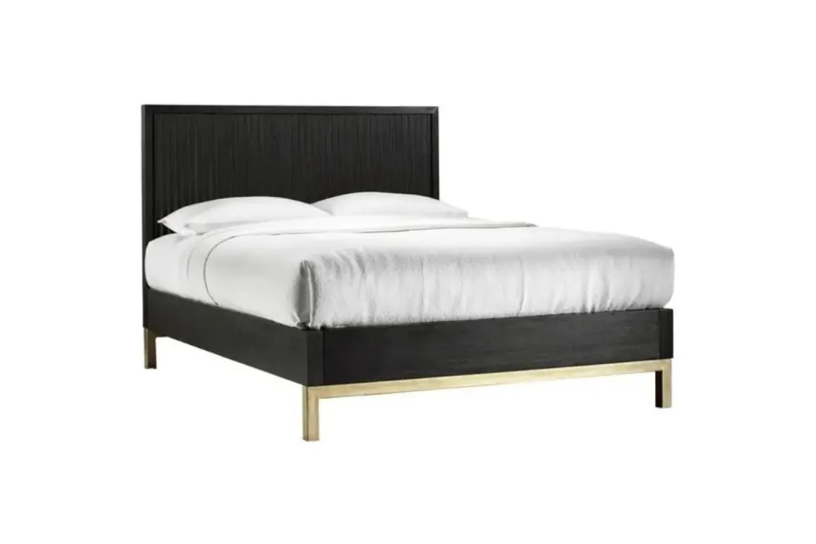 Kentfield Platform Bed, Dresser, Mirror & Nightstand In Black Drifted Oak, Full