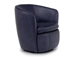 Kierreys Swivel Chair In Charcoal Leather