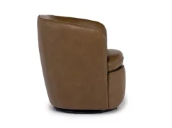 Kierreys Swivel Chair In Charcoal Leather