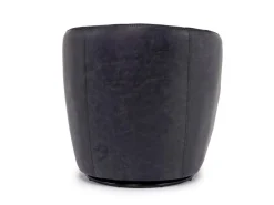 Kierreys Swivel Chair In Charcoal Leather