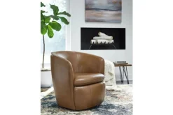 Kierreys Swivel Chair In Charcoal Leather