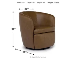 Kierreys Swivel Chair In Charcoal Leather