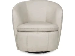 Kierreys Swivel Chair In Charcoal Leather