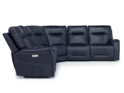 Kingston 6 Piece 3 Power Sectional W/ 3 Power Armless Recliner In Canyon Ocean