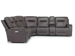 Kingston 6 Piece 3 Power Sectional W/ 3 Power Armless Recliner In Canyon Ocean