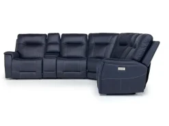Kingston 6 Piece 3 Power Sectional W/ 3 Power Armless Recliner In Canyon Ocean