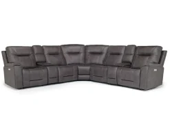 Kingston 7 Piece Sectional W/ 3 Power Armless Recliner & Usb In Canyon Ocean