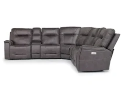 Kingston 7 Piece Sectional W/ 3 Power Armless Recliner & Usb In Canyon Ocean
