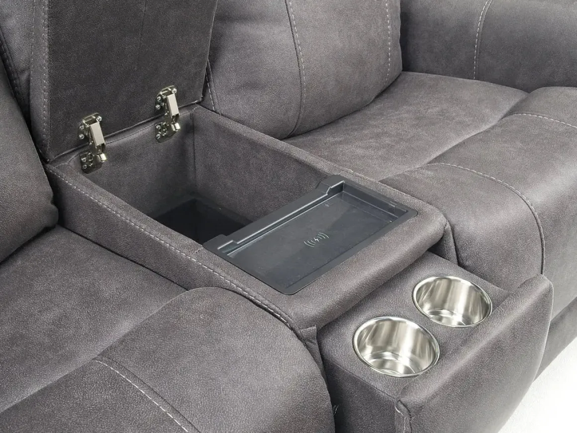 Kingston 3 Power Console Loveseat In Ocean Blue